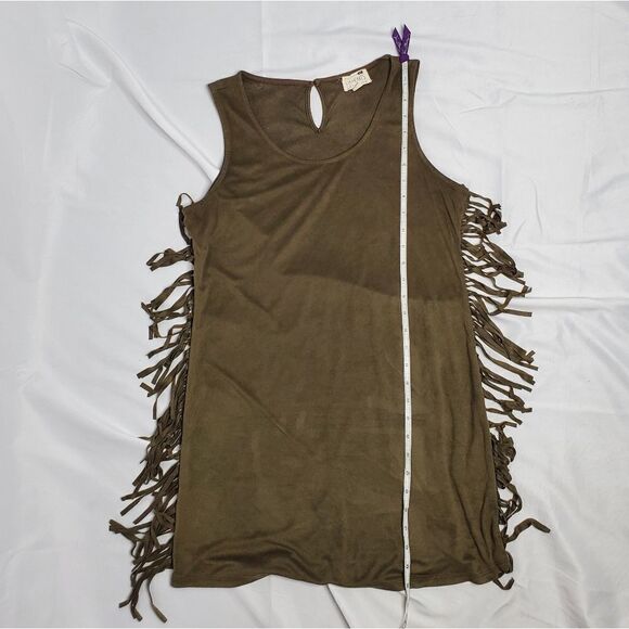 LA HEARTS mini dress earth tone sleeveless vegan suede fringe S - Picture 10 of 10